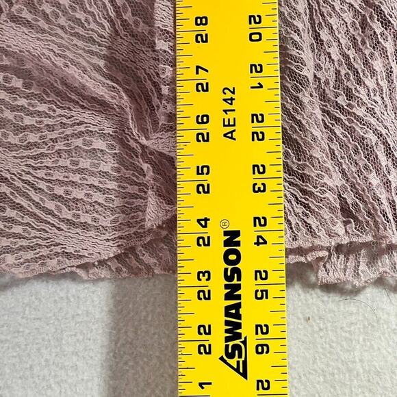 Free People Top L Luisa Mystic Lavender Lace Long Sleeve Babydoll Scalloped Trim - Picture 9 of 10